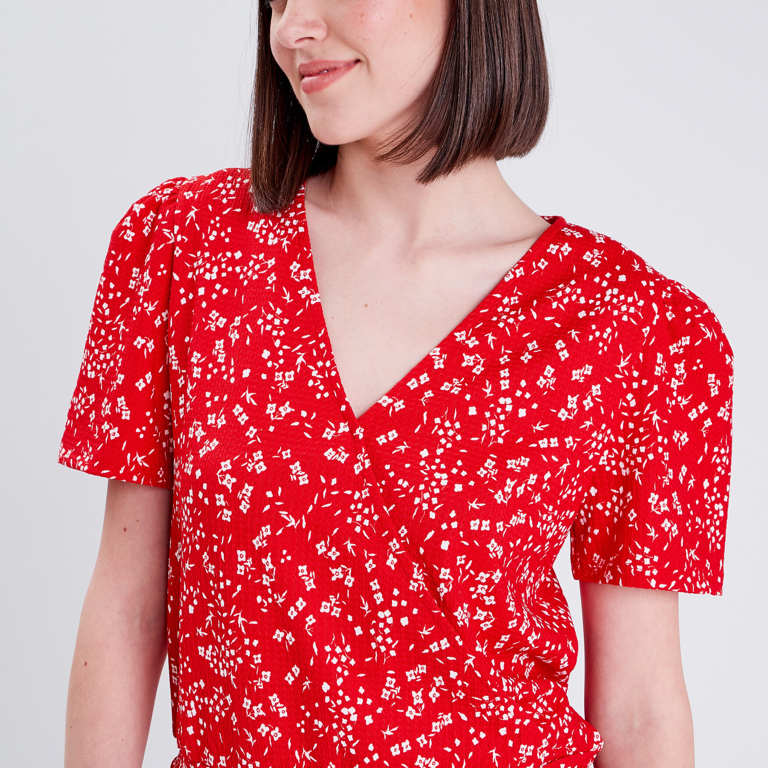 Blouse manches courtes rouge femme | Cache Cache