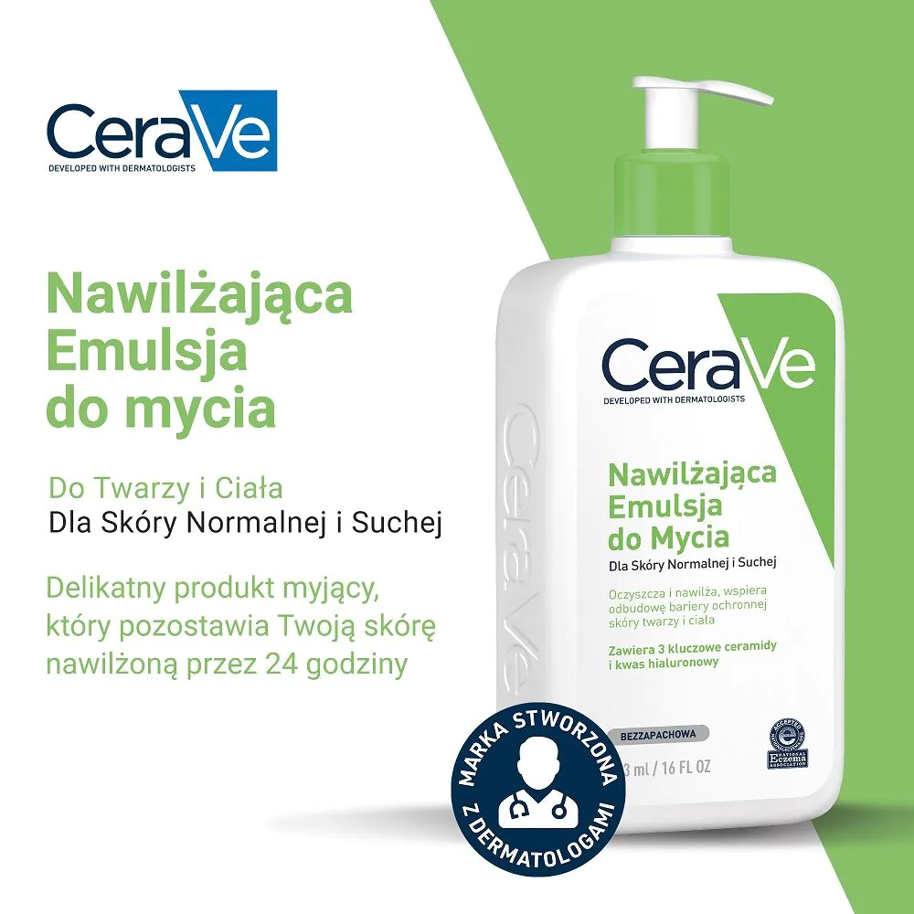 CeraVe Ενυδατικό Καθαριστικό Γαλάκτωμα για Ξηρό και Κανονικό Δέρμα, 236 ml