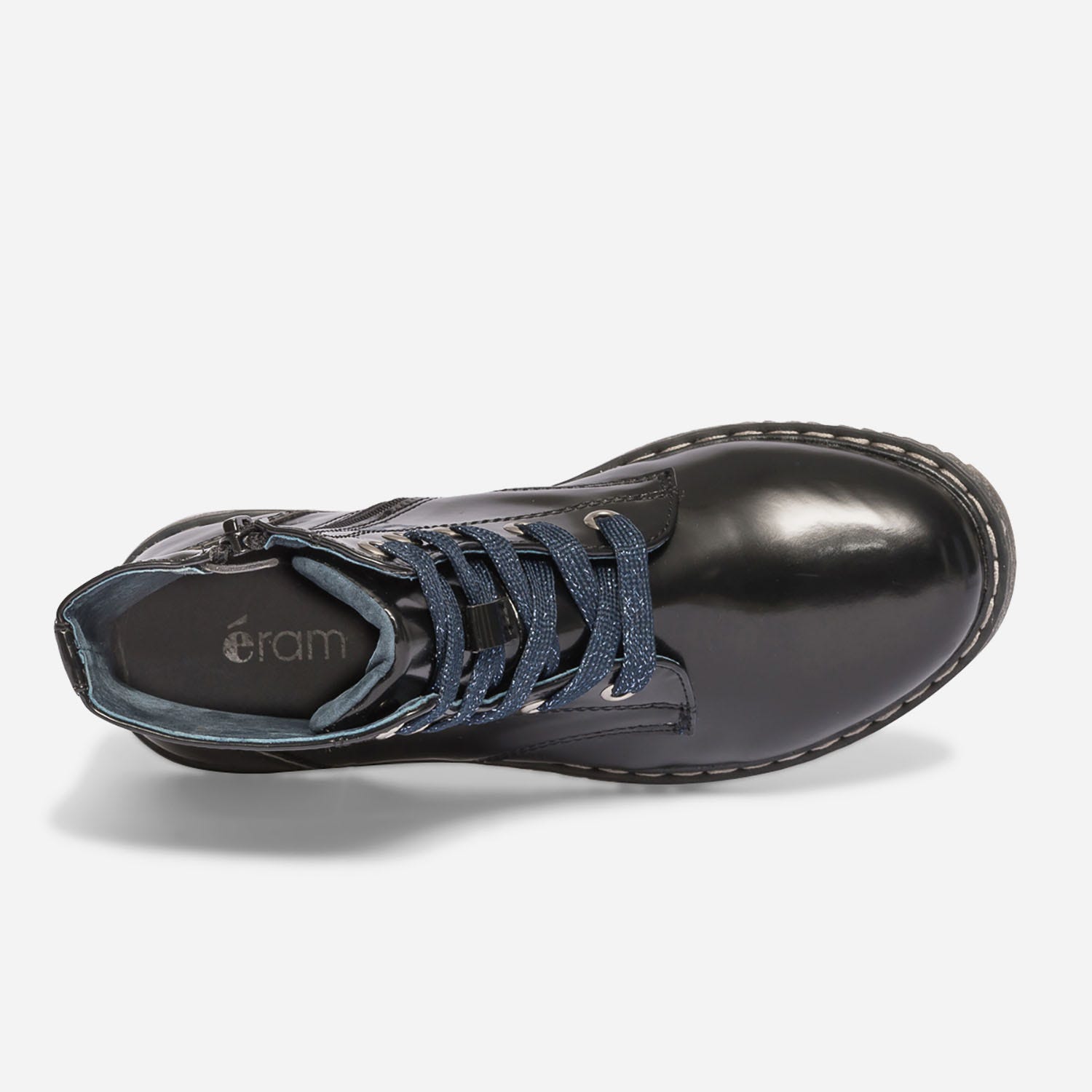 Boots noir à lacet bleu pailleté