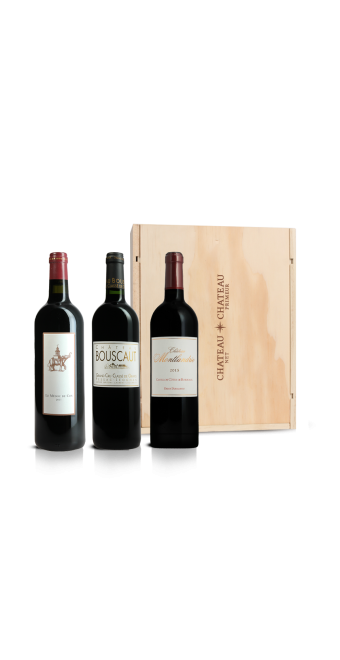 Bordeaux Coffret - 2015 à l'honneur (3 bt) Château Montlandrie 2015, Castillon Côtes de Bordeaux - Médoc de Cos 2015, Médoc - Château Bouscaut 2015, Pessac-Léognan   2015