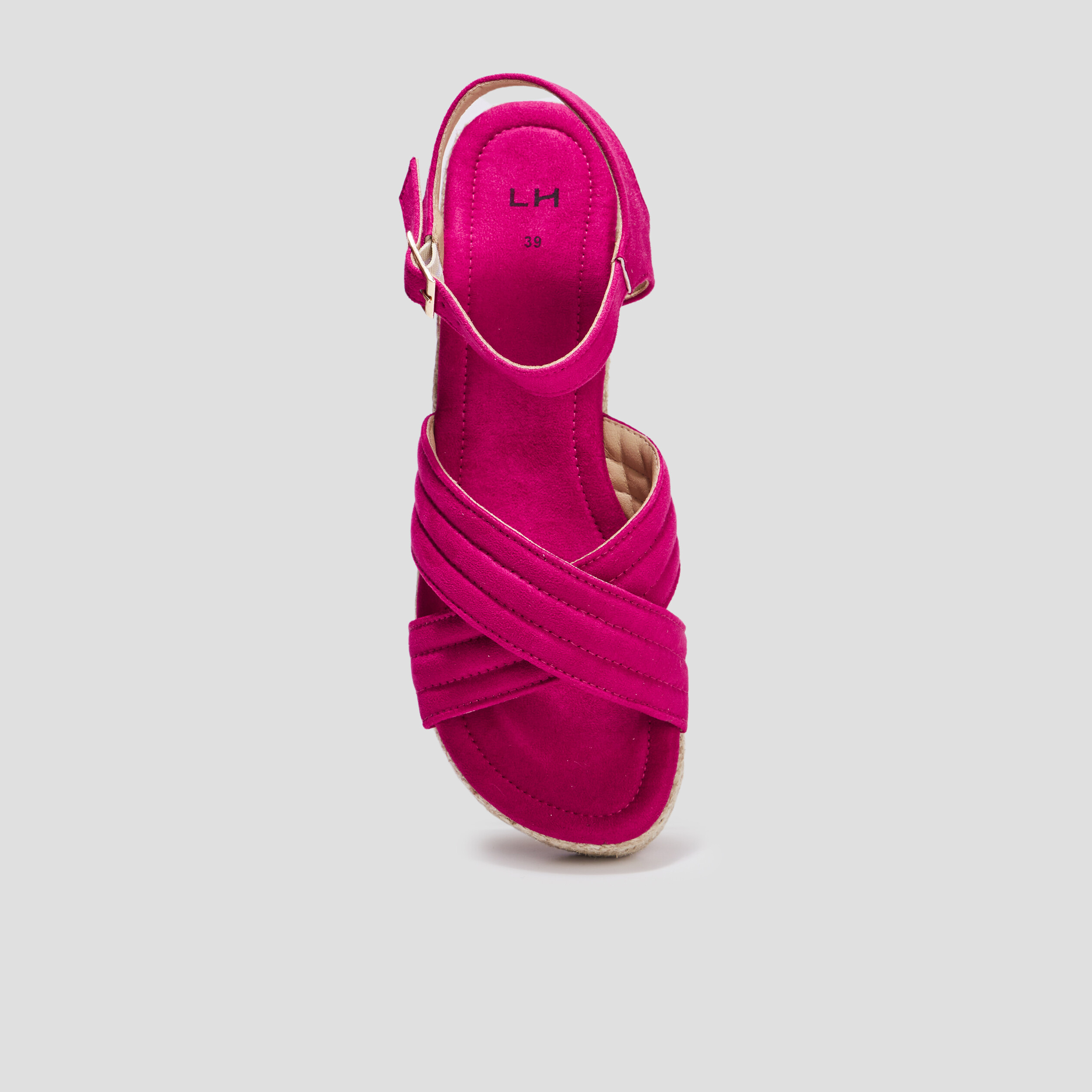 Sandales compensées brides croisées rose femme | La Halle