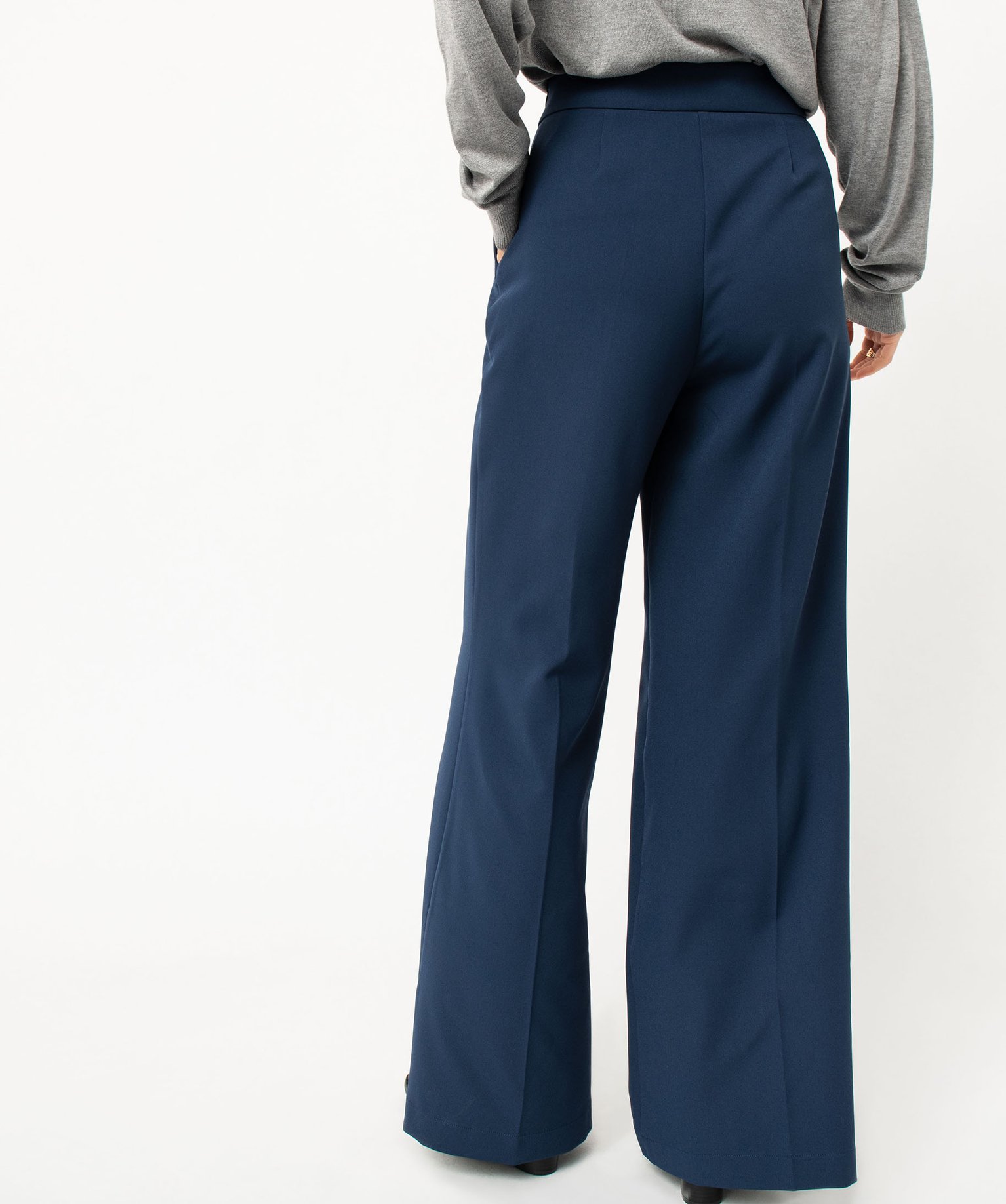 Pantalon de costume coupe large femme bleu fonce | GEMO