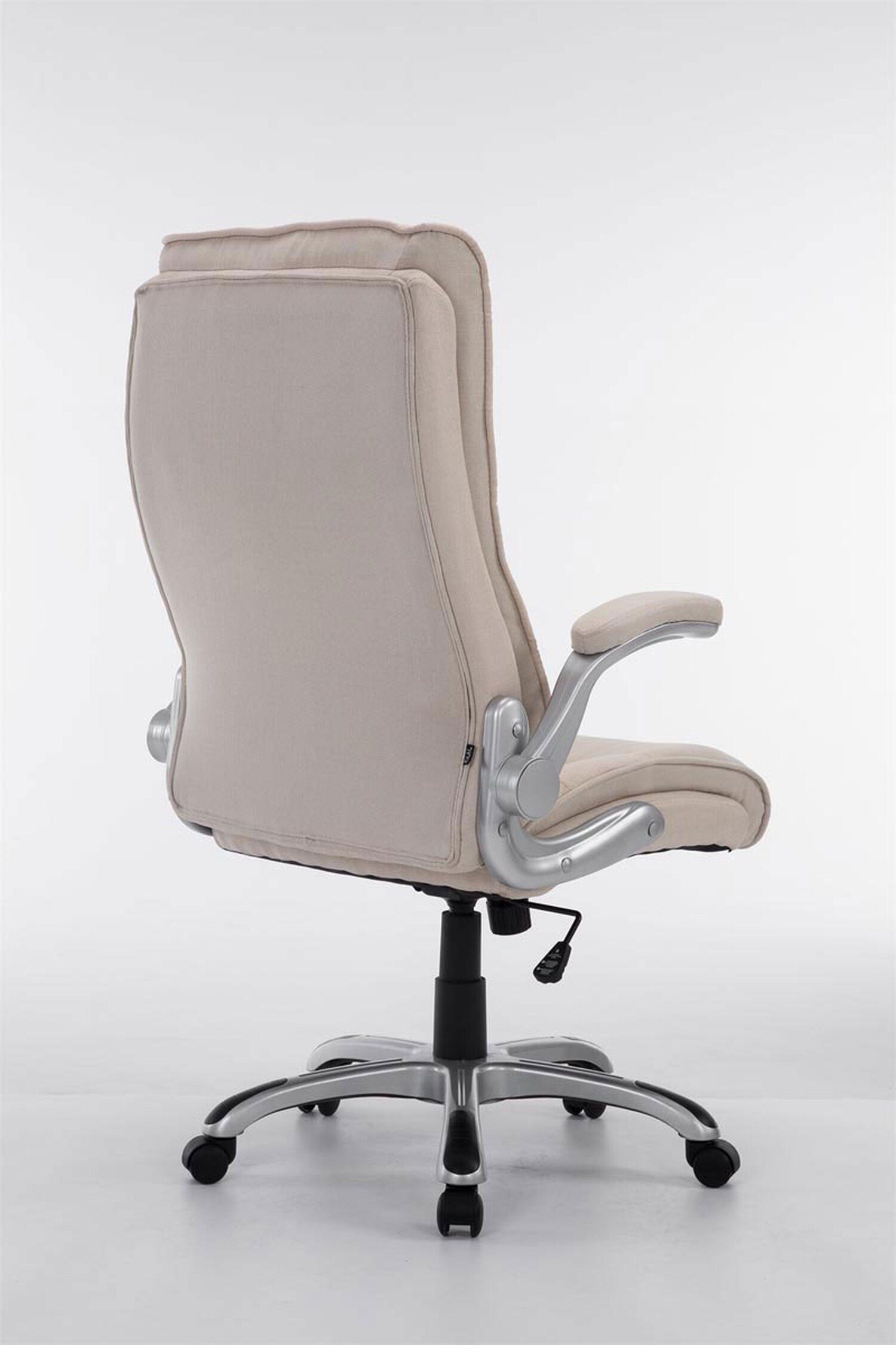 TPFLiving Bürostuhl Vila mit bequemer ergonomisch geformter Rückenlehne (Schreibtischstuhl, Drehstuhl, Chefsessel, Bürostuhl XXL), Gestell: Kunststoff silber - Sitzfläche: Stoff creme