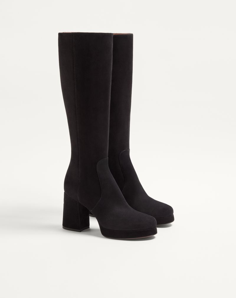 Bota plataforma Fawcette de 90 mm em couro dividido