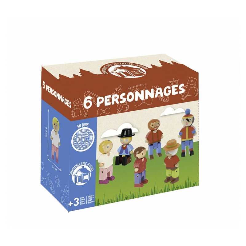 6 Figurines de personnages en bois