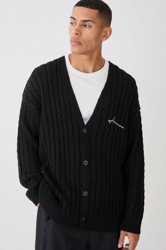 Oversize Homme Zopfmuster-Cardigan