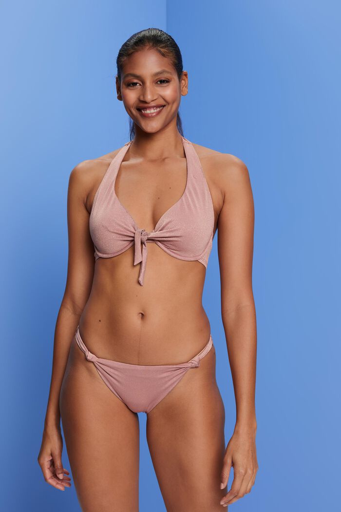 Recycelt: glitzerndes Neckholder-Bikinitop mit Bügel-Cups