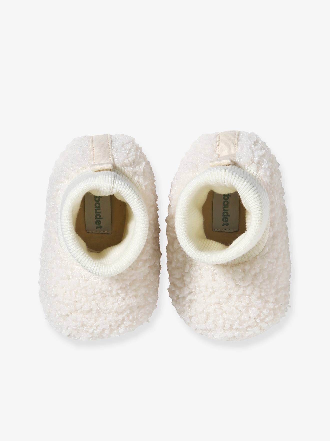 Chaussons souples textile chaud bébé blanc