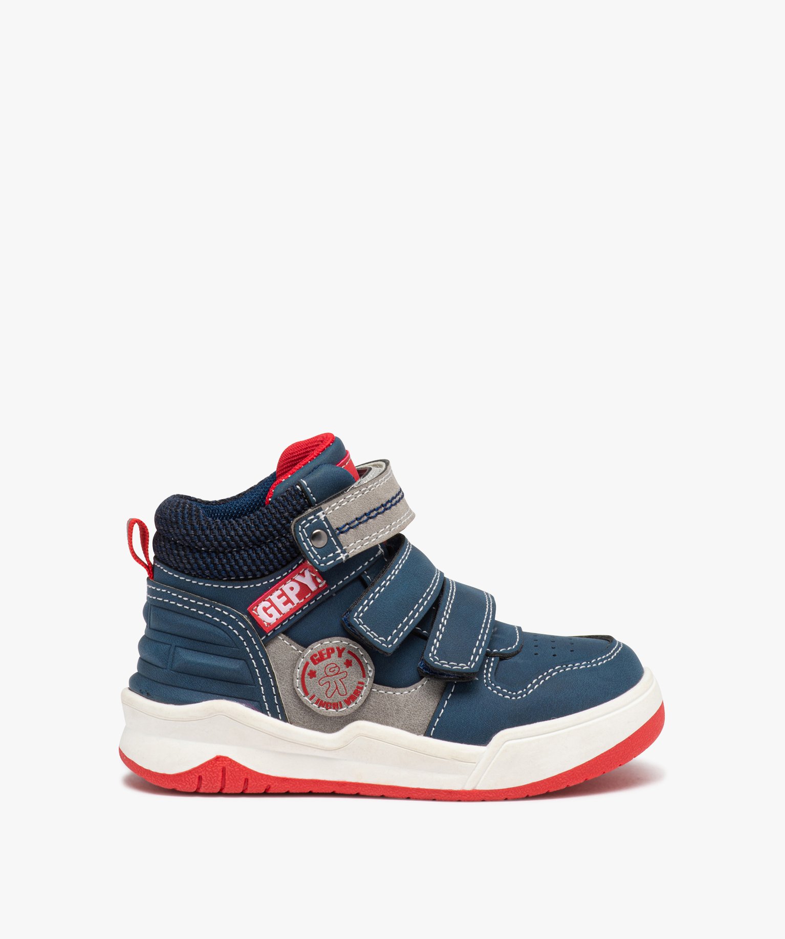 Baskets Garçon montantes triple scratch - Gepy bleu | GEMO