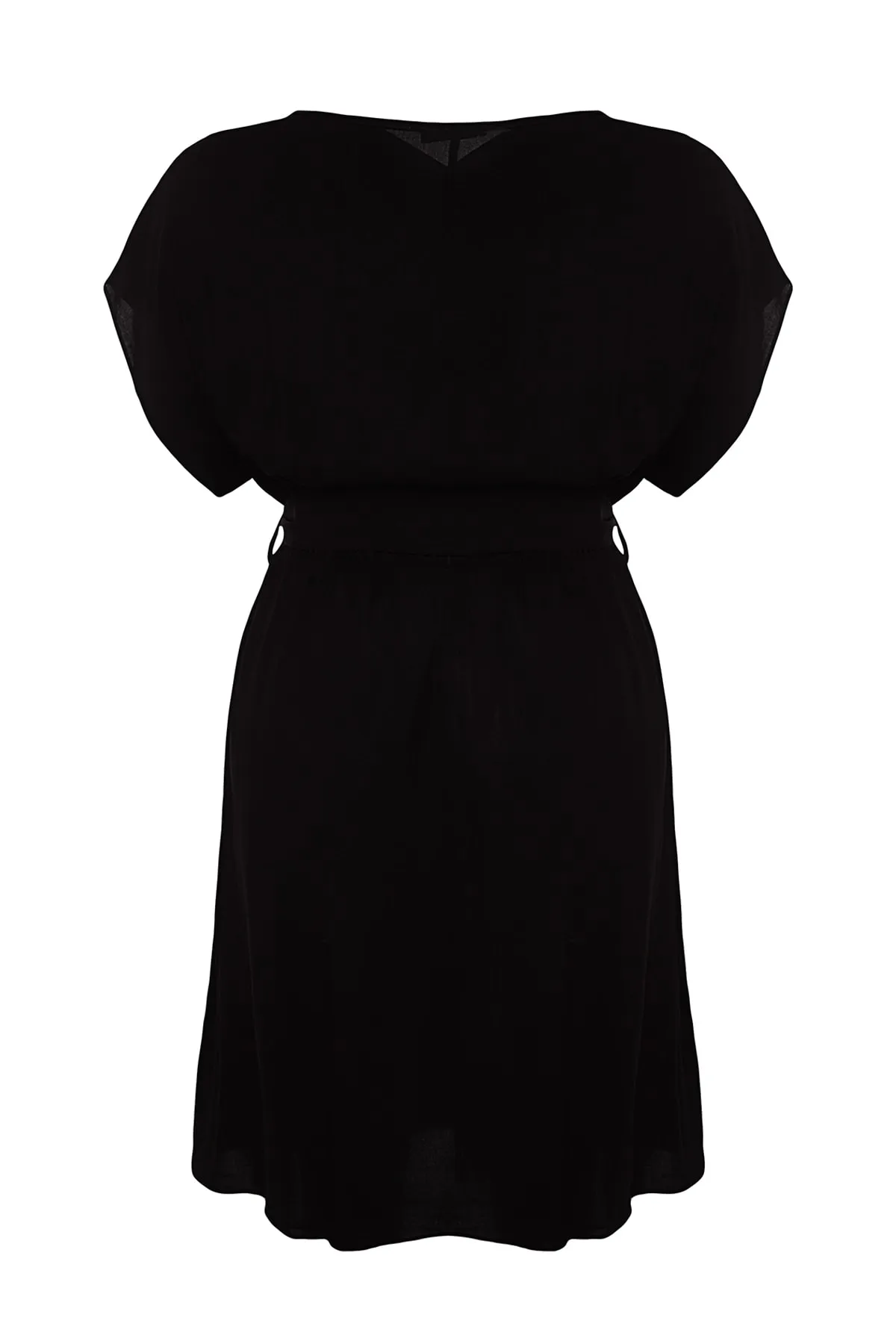 Trendyol Curve  Schwarzes gewebtes Kleid mit Gürtel TBBSS22EL0538