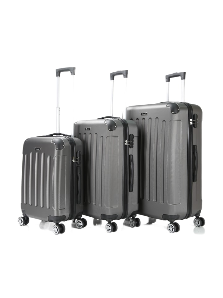 COFI 1453 Reisekoffer Koffer 3 tlg Hartschale Trolley Set in Grau günstig kaufen onesize
