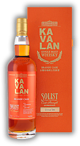 Kavalan Solist Ltd. Brandy Cask 57,8% Kavalan Solist Ltd. Brandy Cask 57,8% Eine limitierte Edition, die in ausgewählten first fill Brandy Fässernreift. 0,7	 Liter - Vol 57,8%%