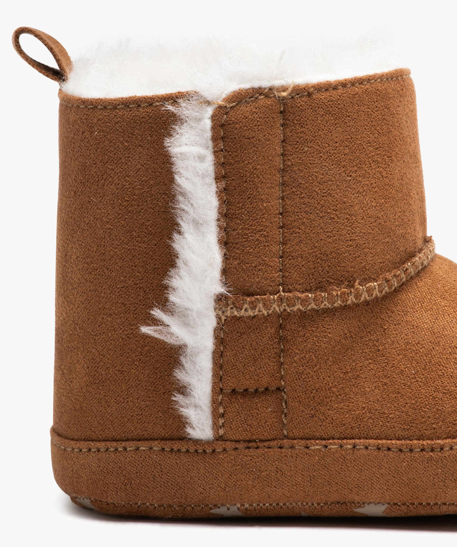Chaussons de naissance bébé boots fourrées mixtes camel | GEMO