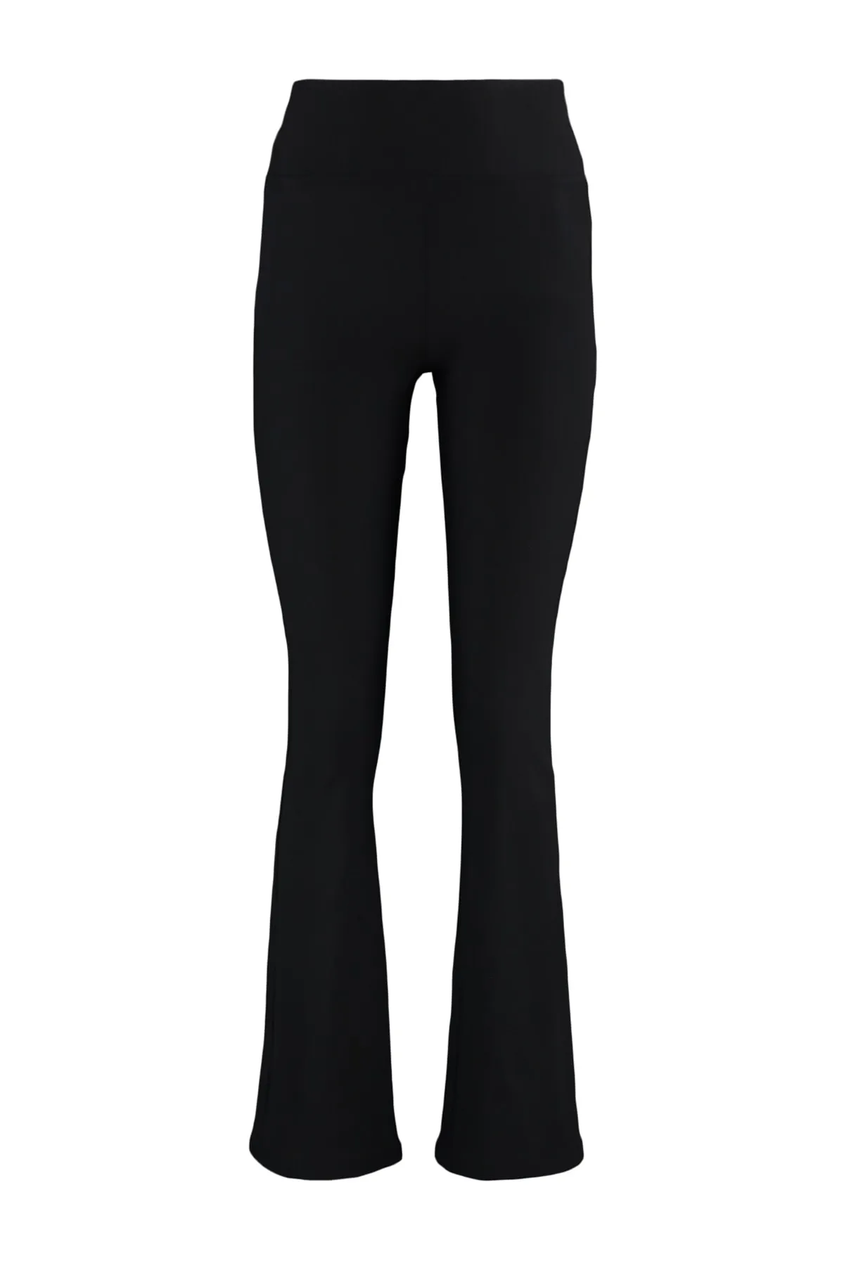 Trendyol Collection  Schwarze, gerippte, gestrickte Yoga-Sportstrumpfhose mit spanischen Beinen TWOAW23TY00011