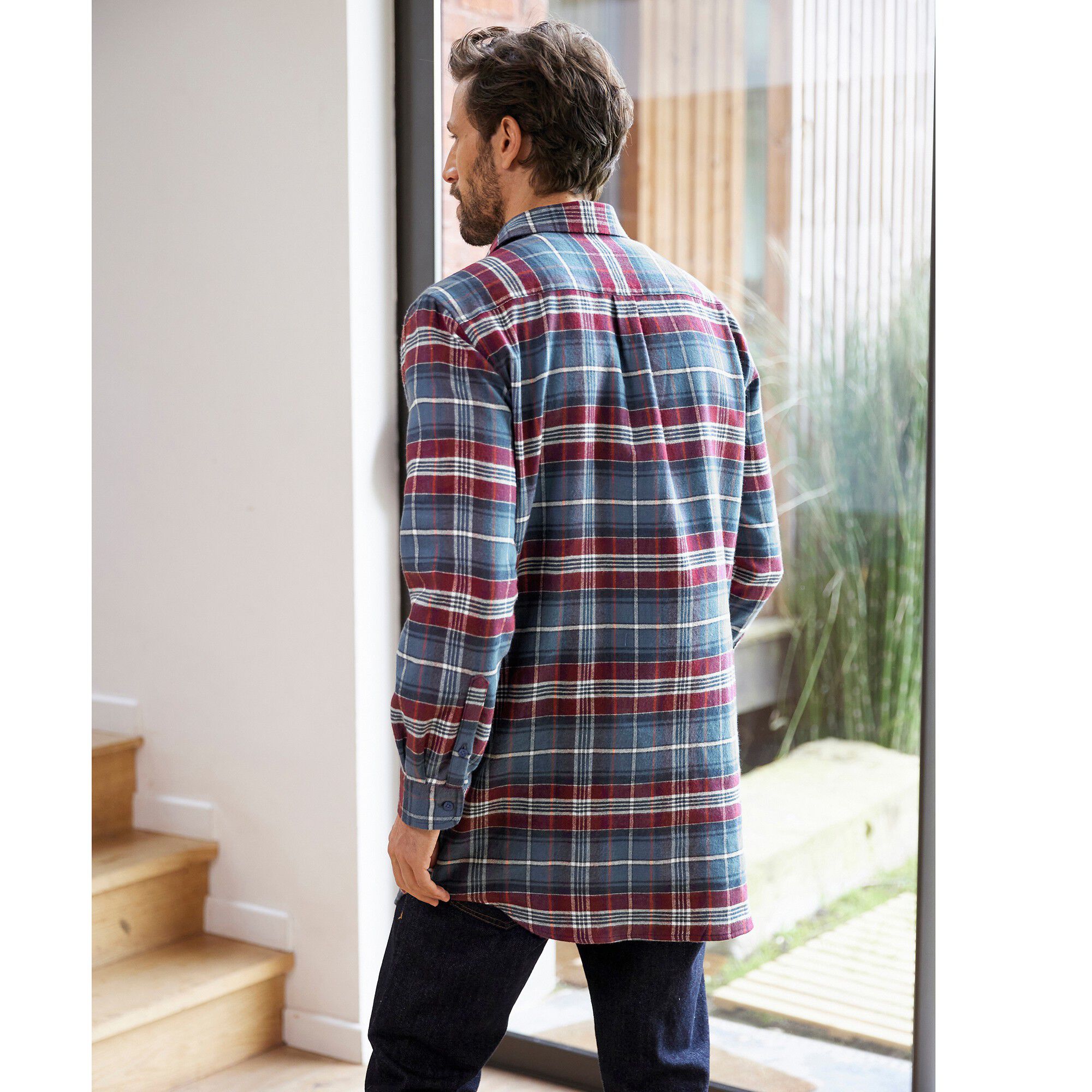 Chemise extra-longue carreaux flanelle
