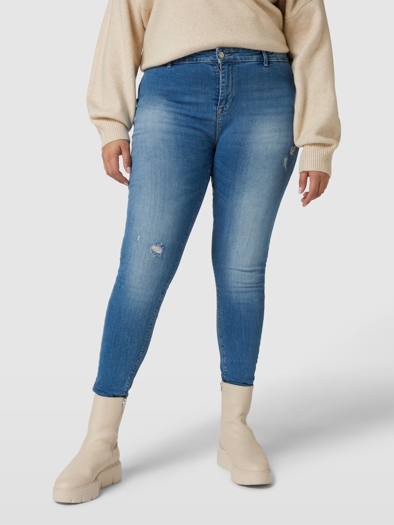 PLUS SIZE Skinny Fit Jeggings im Destroyed-Look Modell 'CARHUBA' in hellblau
