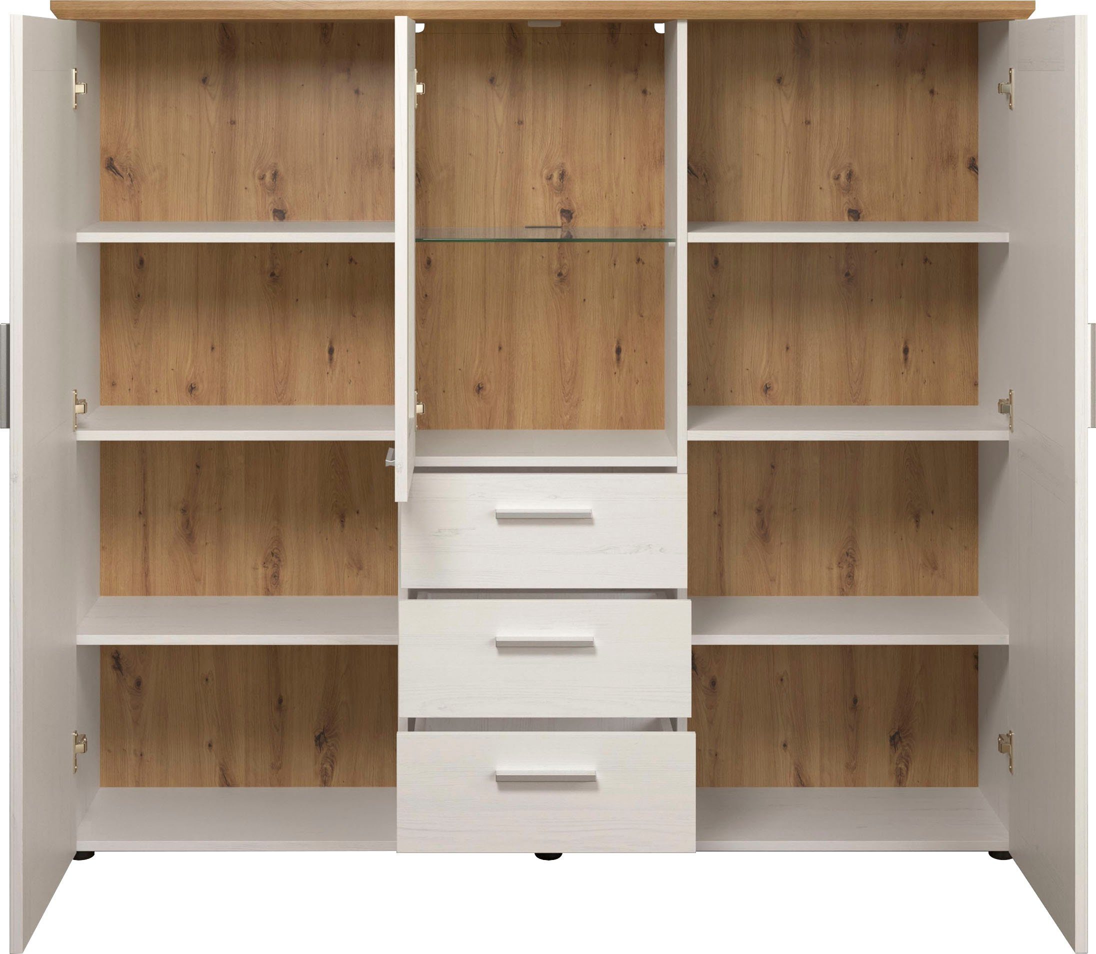 Home affaire Highboard Nybro, wechselseitig montierbarer Türanschlag