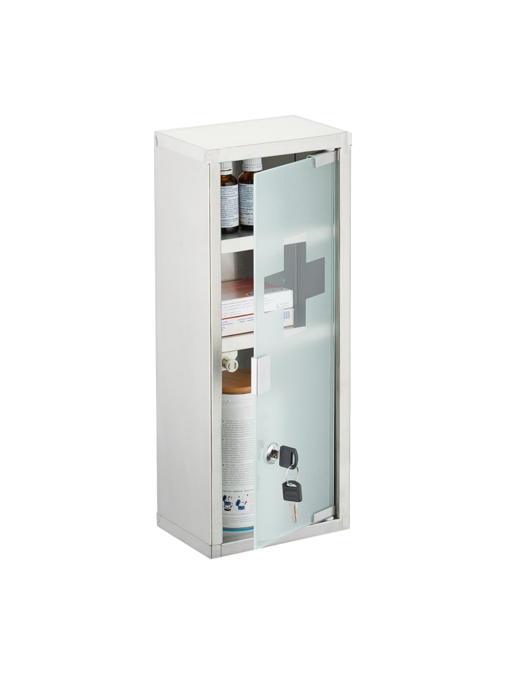 relaxdays Medizinschrank in Silber - (B)45 x (H)18 x (T)12 cm günstig kaufen onesize