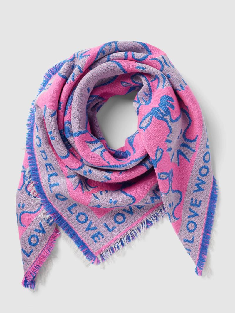 Schal mit Label-Print in pink