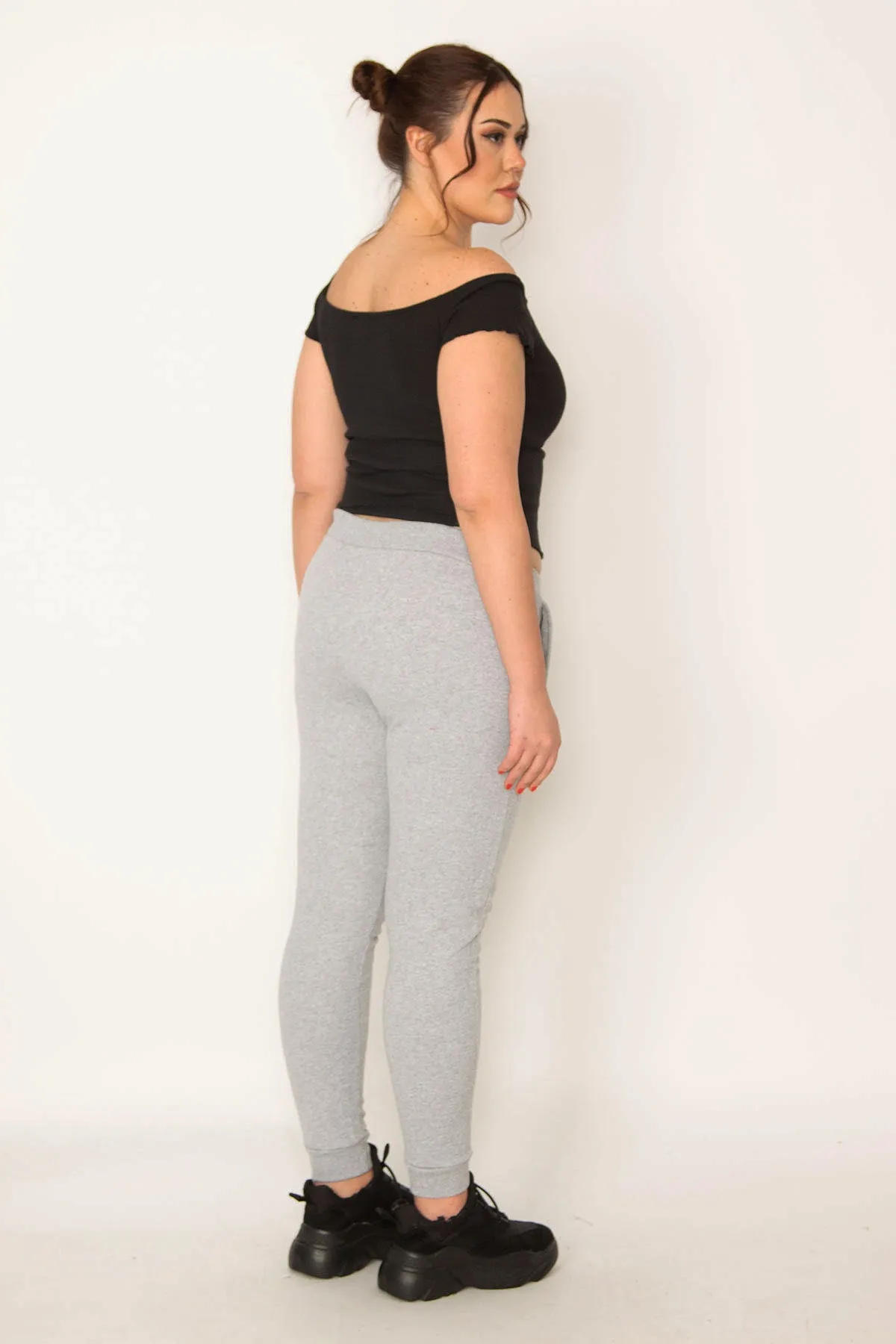 Şans  Damen-Sporthose, große Größe, grauer Stoff, Innentasche, elastischer Bund, 65n22209