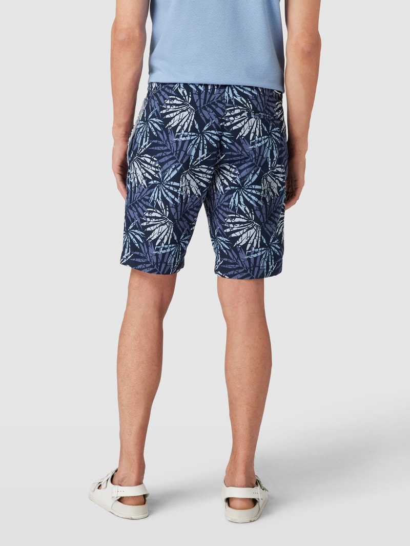 Chino-Shorts mit Allover-Print in dunkelblau