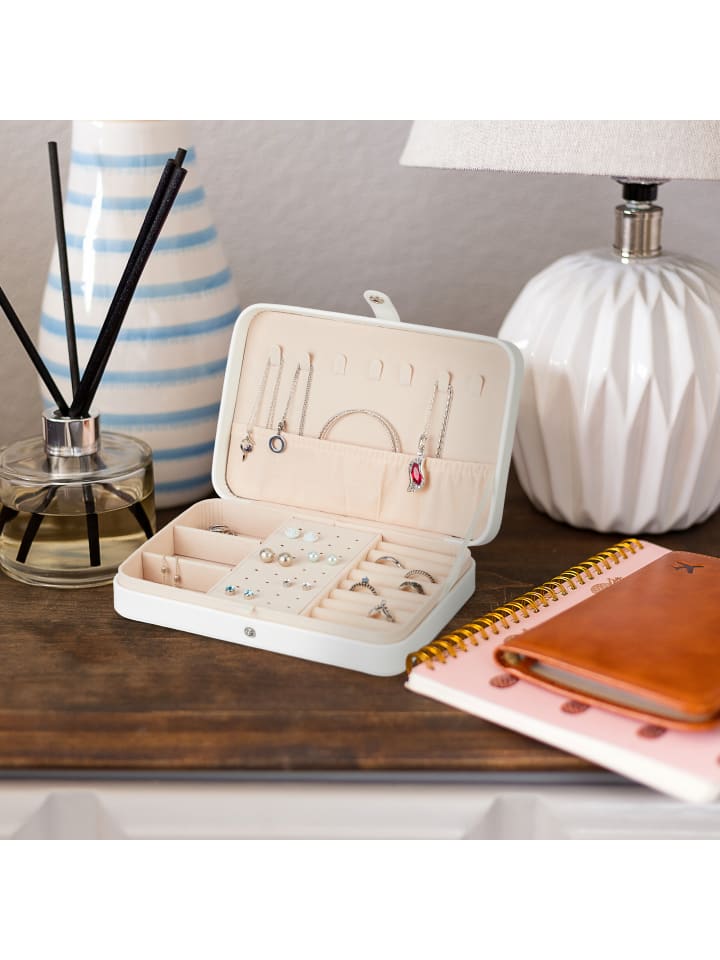 relaxdays Schmuckkästchen in Weiß - (B)21 x (H)4,5 x (T)14,5 cm günstig kaufen onesize