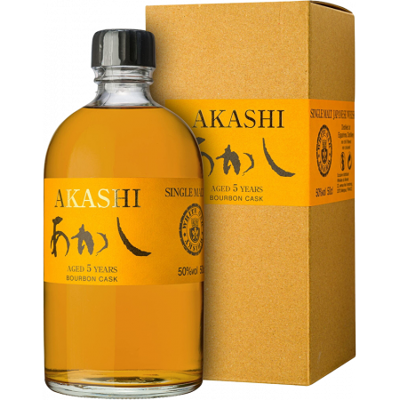 WHISKY AKASHI SINGLE MALT 5 ANS BOURBON CASK 50° 50CL AVEC ÉTUI