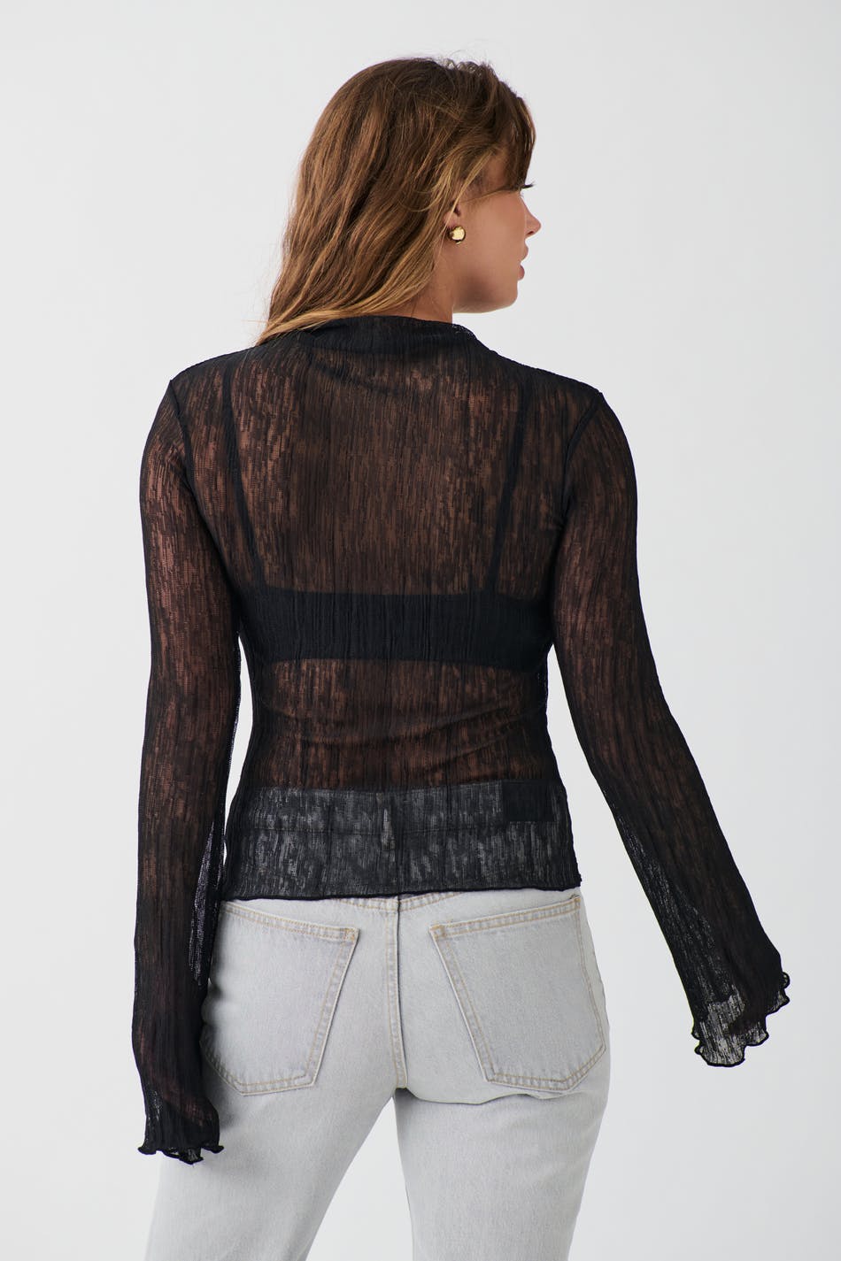 Plisse flare sleeve top