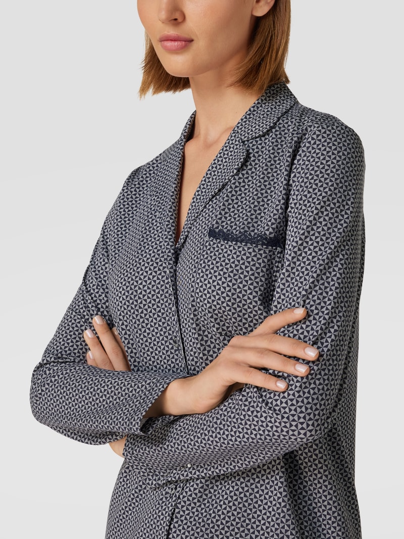 Pyjama-Oberteil mit Allover-Muster in dunkelblau