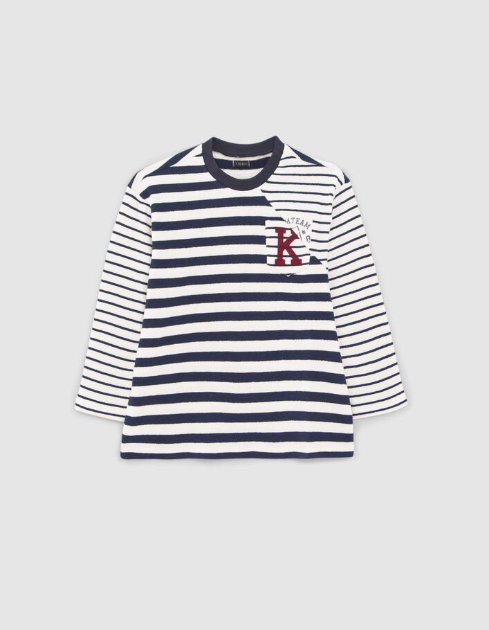 T-shirt marinière marine découpe asymétrique garçon