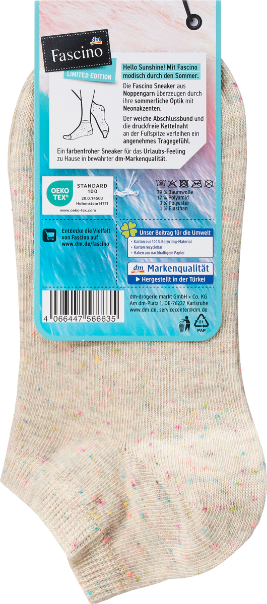 Sneaker Socken mit Noppengarn grau Gr. 39-42, 1 St