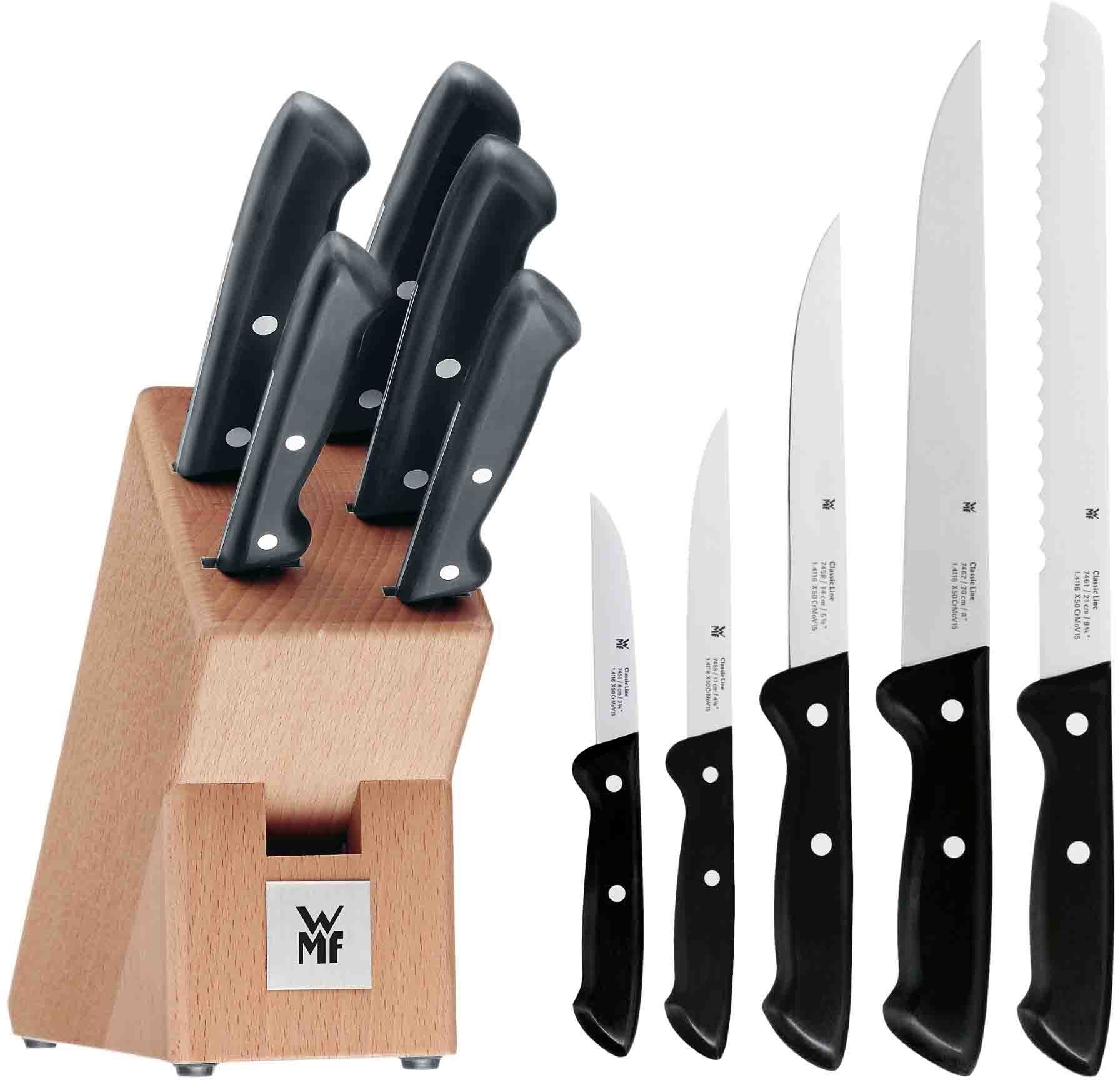 WMF Messerblock CLASSIC LINE (6tlg), Messerklingen aus Spezialklingenstahl