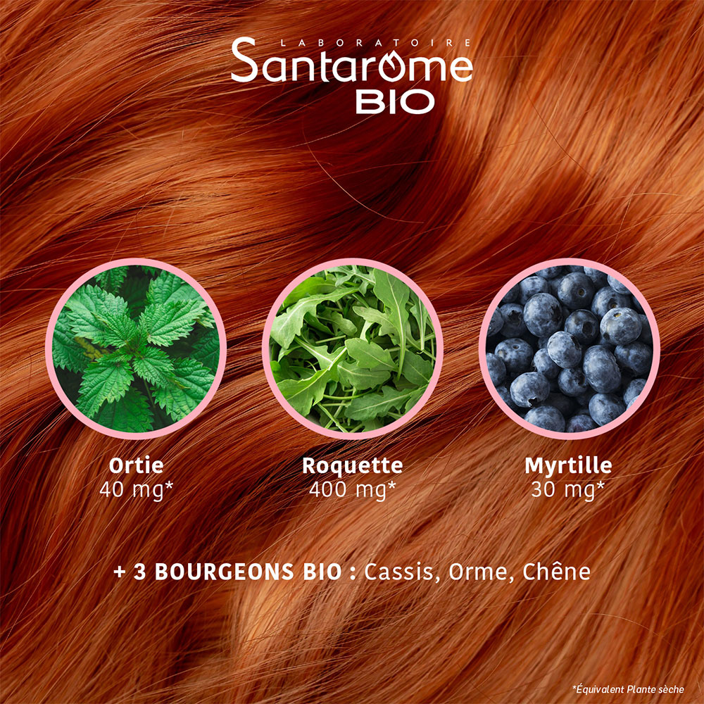 Santarome Bio Sublimes Cheveux Bio (60 gummies) Complément Alimentaire Cheveux