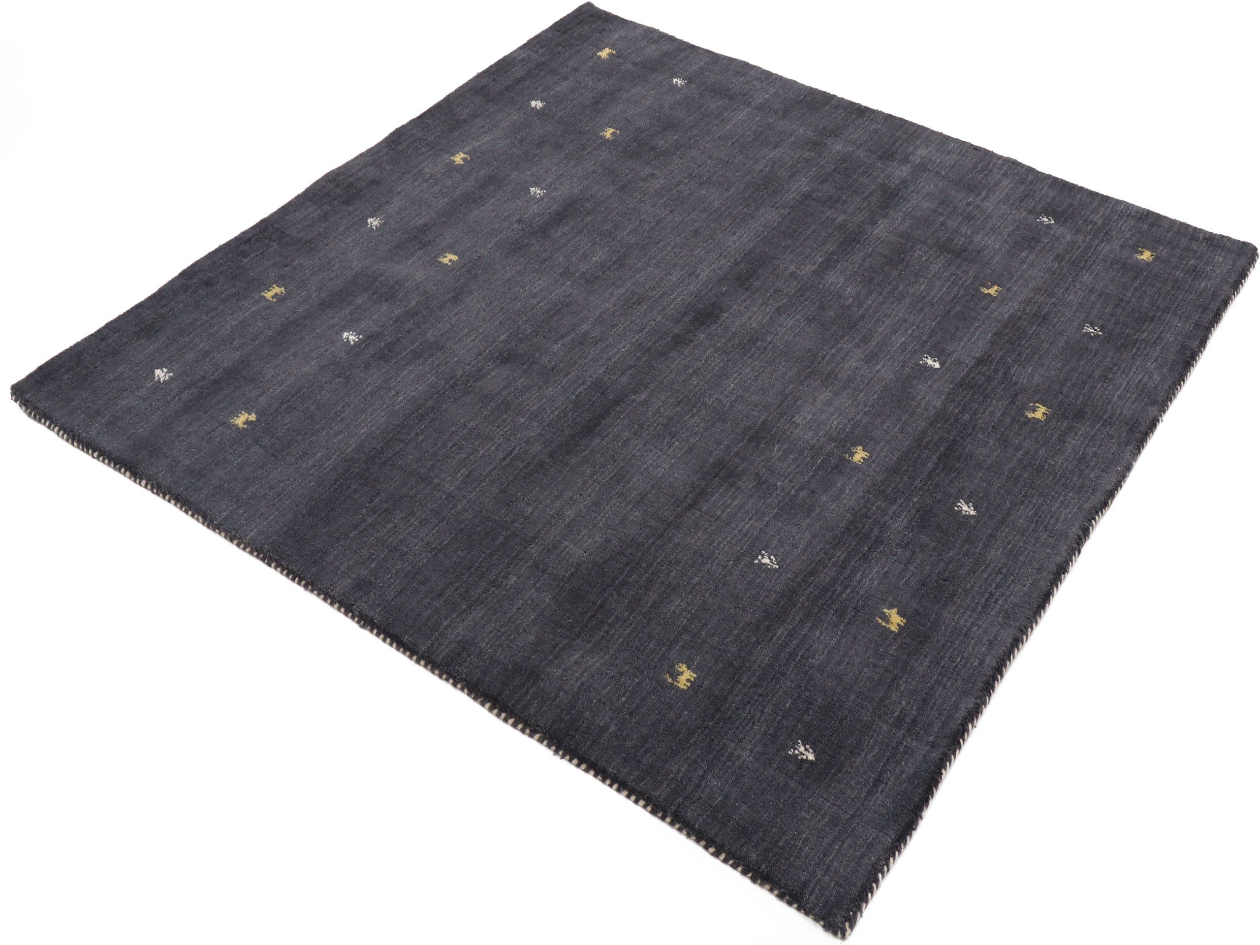 Wollteppich Gabbeh-Uni, carpetfine, quadratisch, Höhe: 15 mm, reine Wolle, handgewebt, Gabbeh Loom Tiermotiv, Sonderform Quadrat