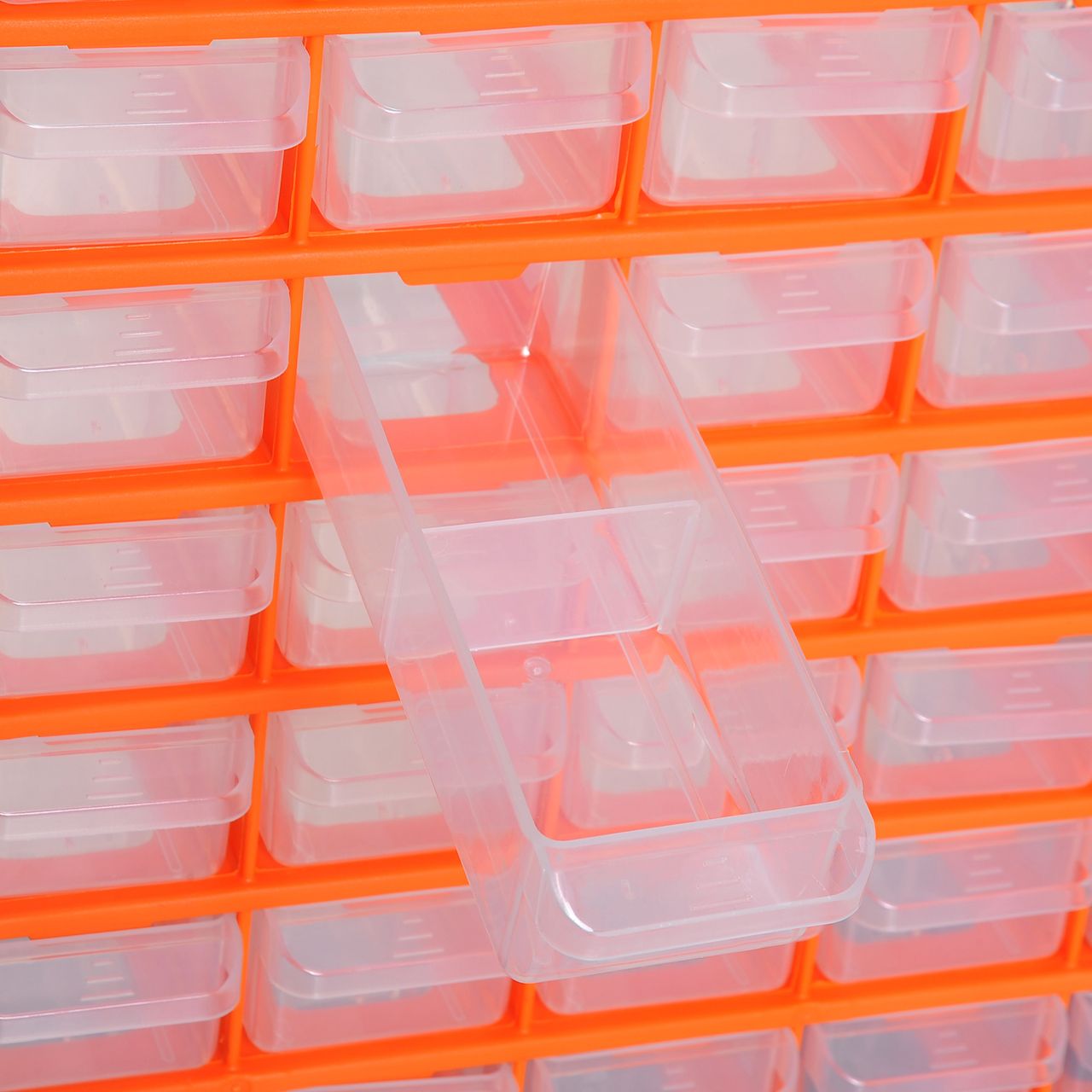 DURHAND Sortierkasten Kleinteilemagazin Teile Box Aufbewahrungsbox 60 Fächer Orange L38 x B16 x H47,5 cm