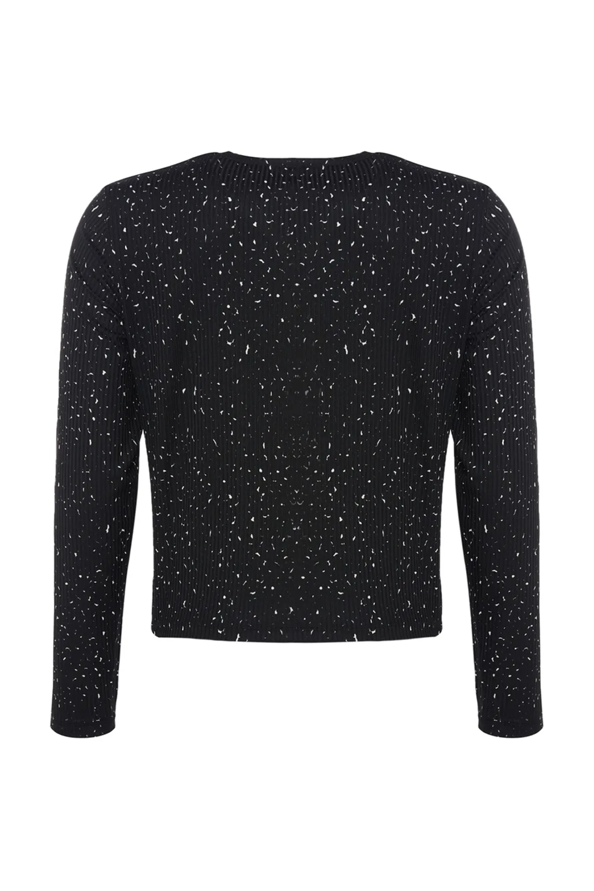 Trendyol Curve  Schwarze, figurbetonte, schnurgebundene Strickbluse TBBAW23AF00016