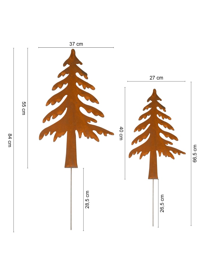 UNUS 2er Set Gartenstecker Rost Tannenbaum in Braun günstig kaufen onesize