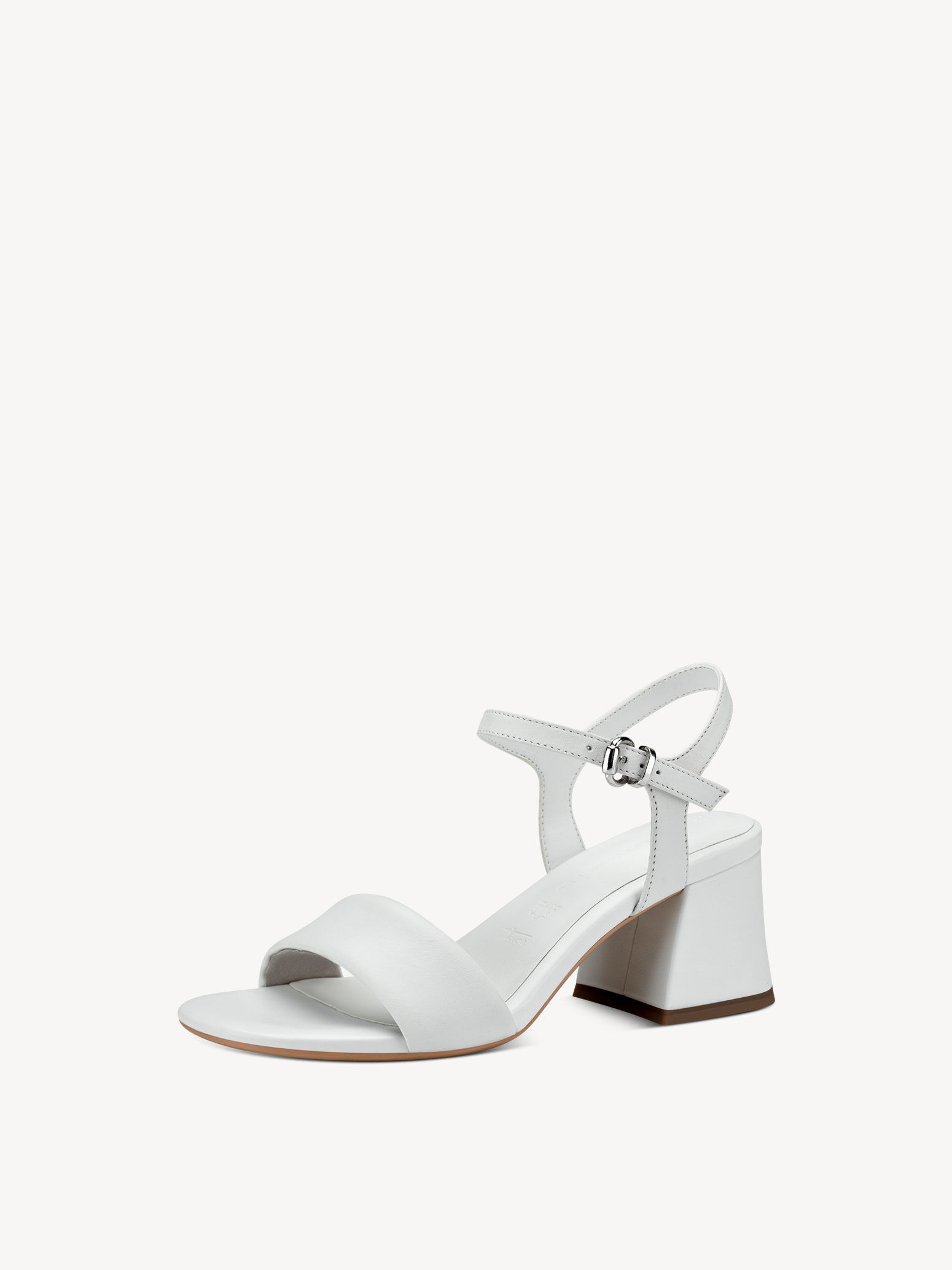 Sandale à talon en cuir - blanc