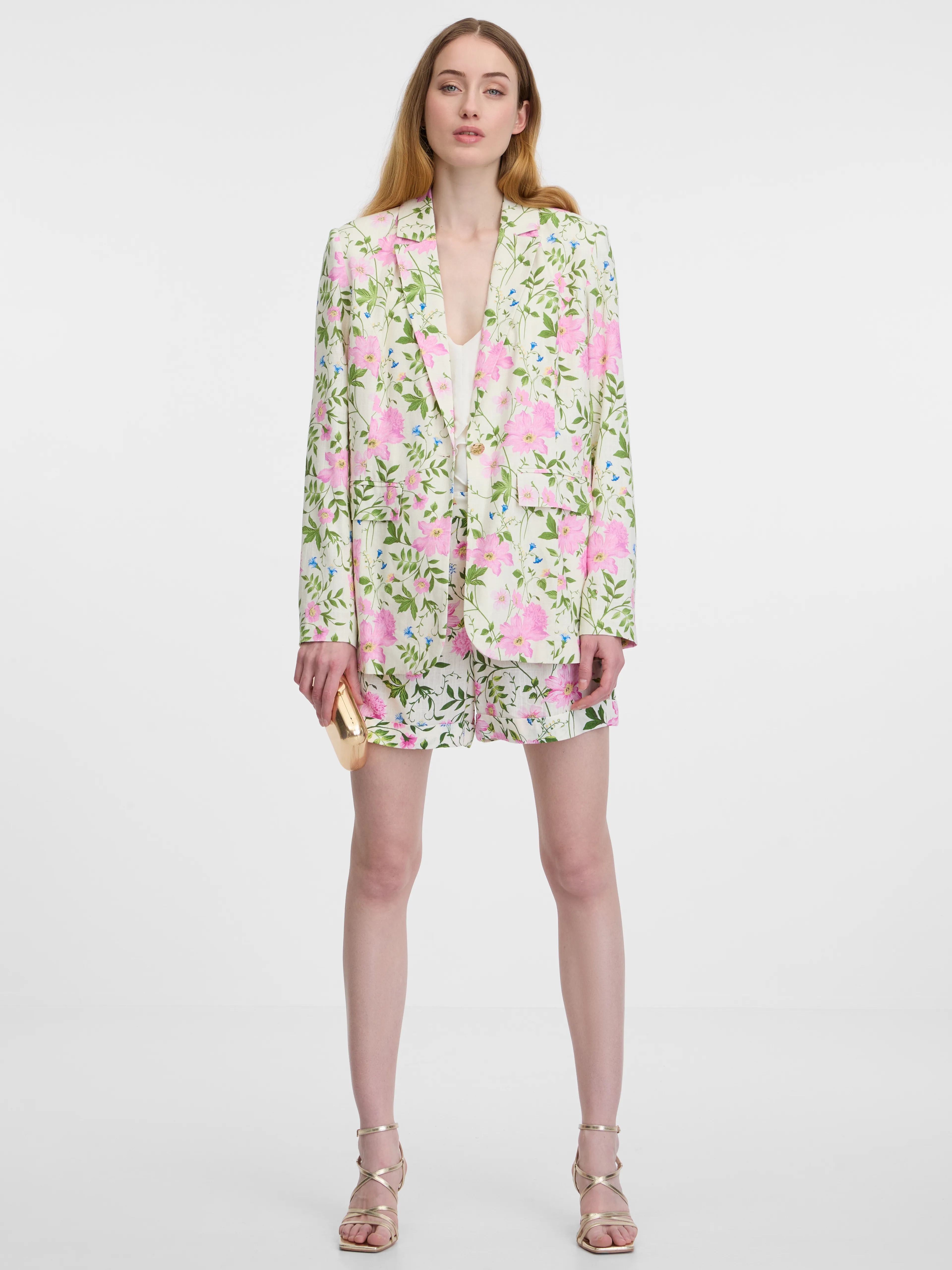 Cremefarbener Damenblumenjacke ORSAY