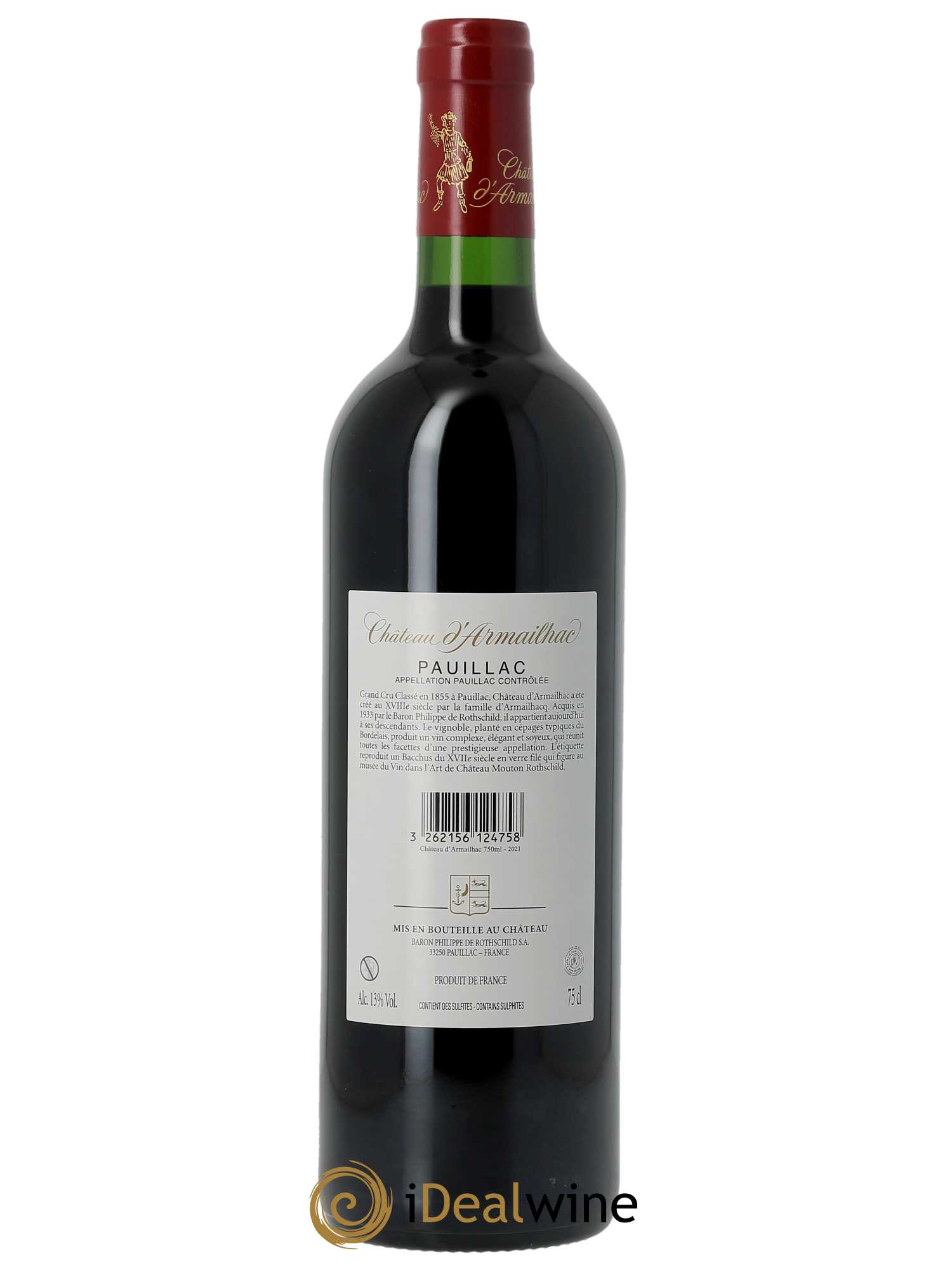 Château d'Armailhac - Mouton Baron(ne) Philippe 5ème Grand Cru Classé (CBO à partir de 6 BTS) 2021 - Lot de 1 Bouteille