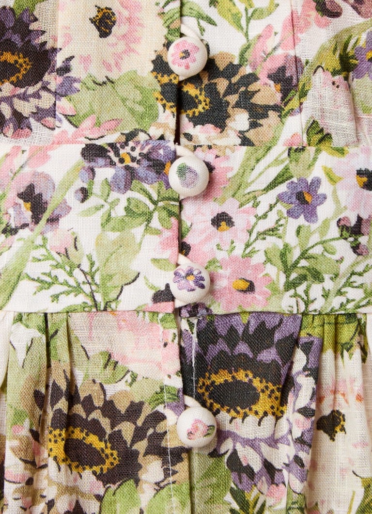 Rochie scurtă de in Zimmermann Halliday cu imprimeu floral