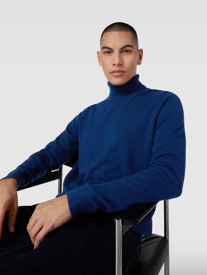 Strickpullover mit Rollkragen aus Kaschmir in marineblau meliert