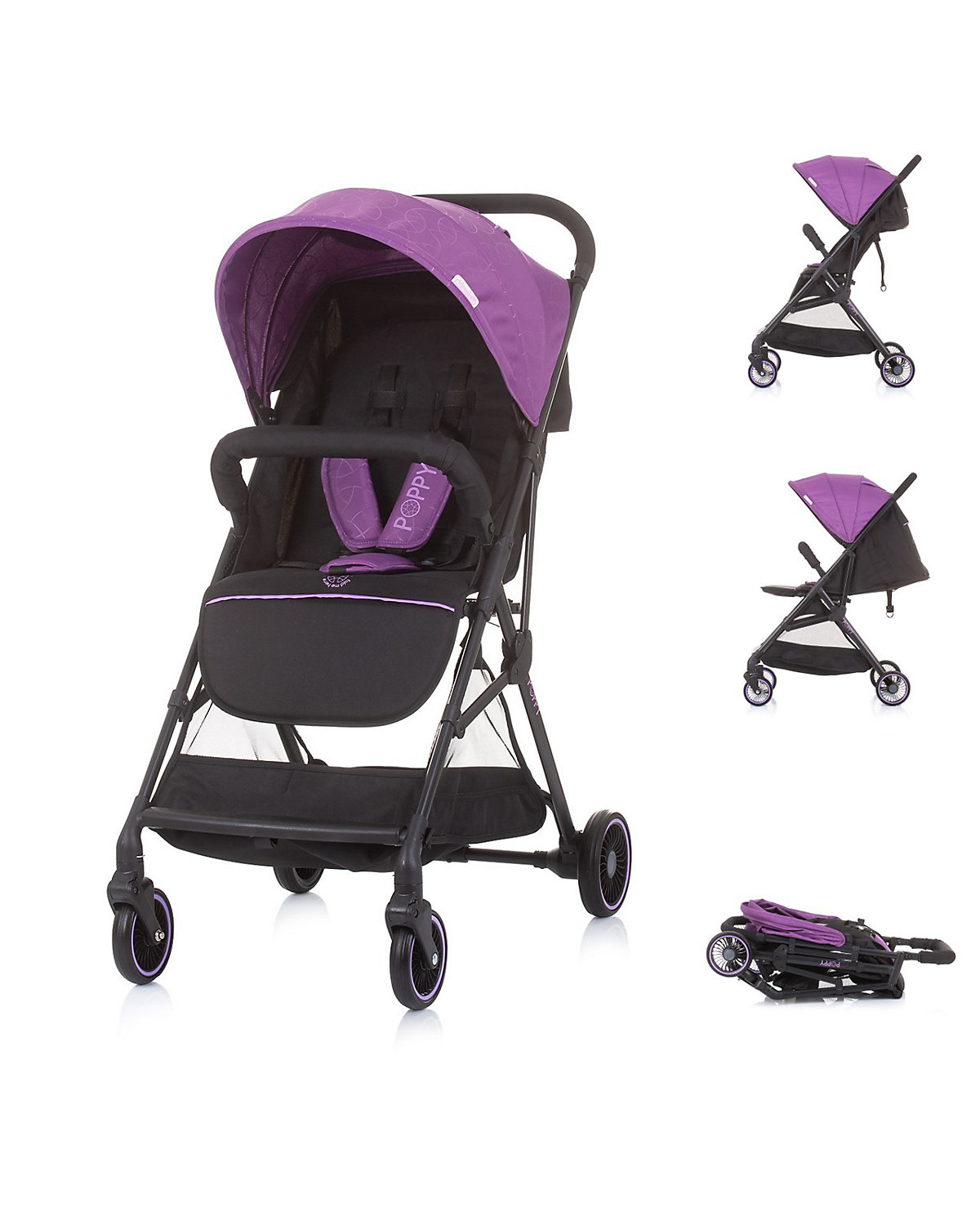 Kinderwagen, Buggy Poppy zusammenklappbar Korb Sonnendach 5-Punkt-Gurt Buggys