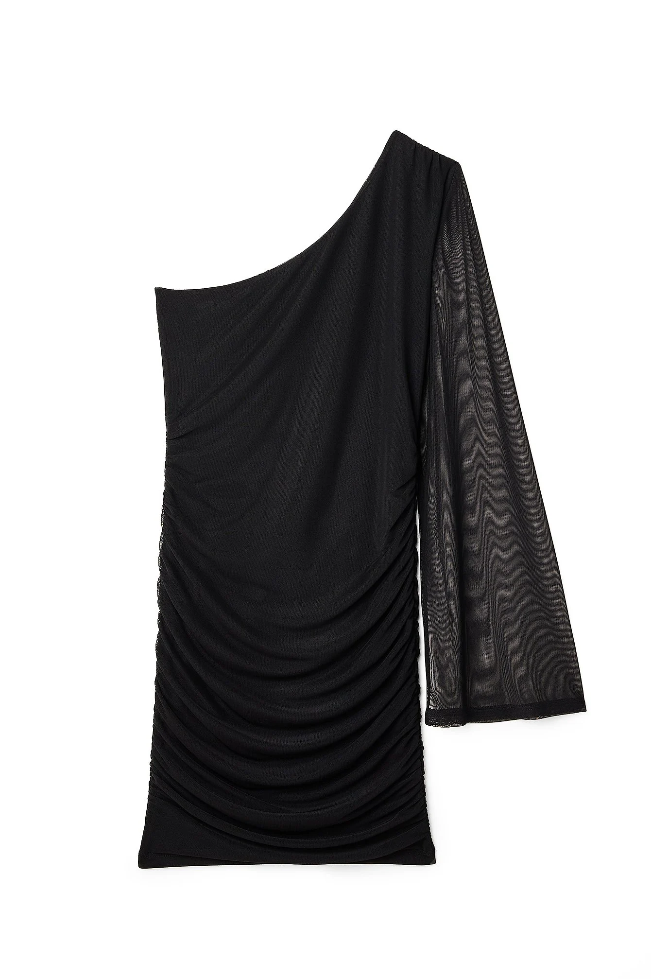 Einseitig schulterfreies Mesh-Minikleid