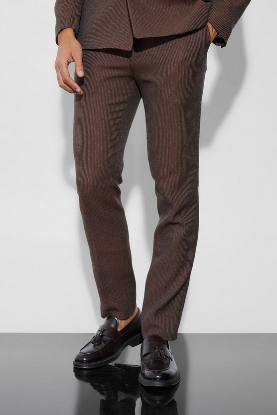 Strukturierte Skinny Hose mit Bundfalten