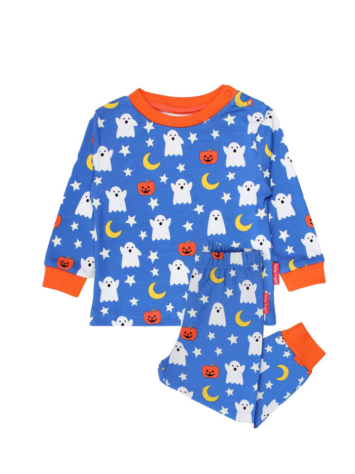 Toby Tiger Zweiteiliger Schlafanzug mit Halloween Print in blau günstig kaufen