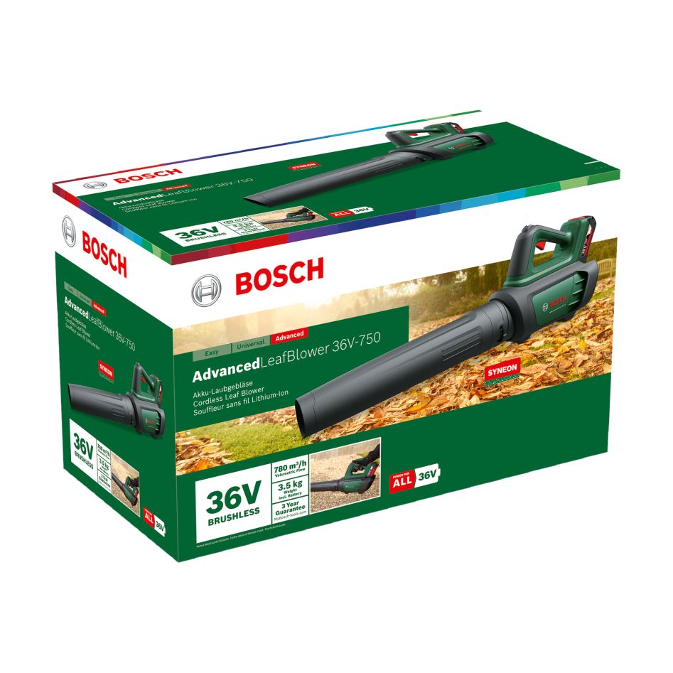 Bosch Green 06008C6000 AdvancedLeafBlower 36V-750 akumulatorski puhalnik listja 1x 2,0 Ah in polnilnik v škatli