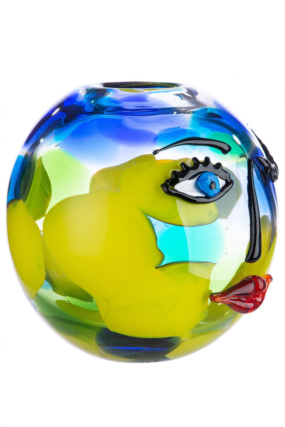 Vase Gesicht Novento blau/gelb
