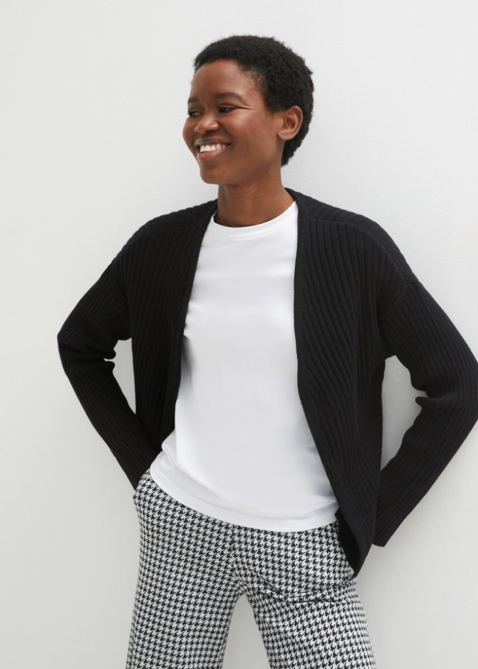 Offene Strickjacke, verkürzt