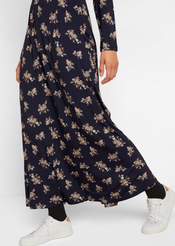 Bedrucktes Maxikleid, langarm